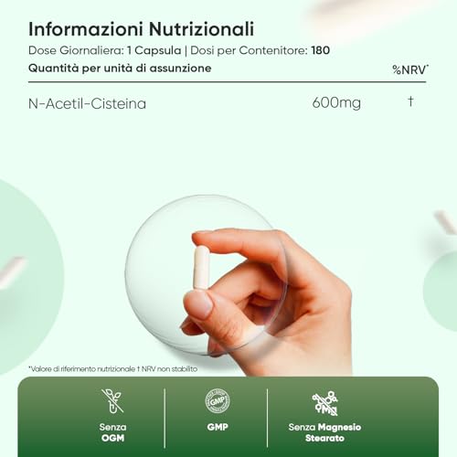 Thumbnail 4 de WeightWorld NAC N-Acetil-Cisteina Vegana 600 mg – Fornitura di 180 capsule, 6 mesi