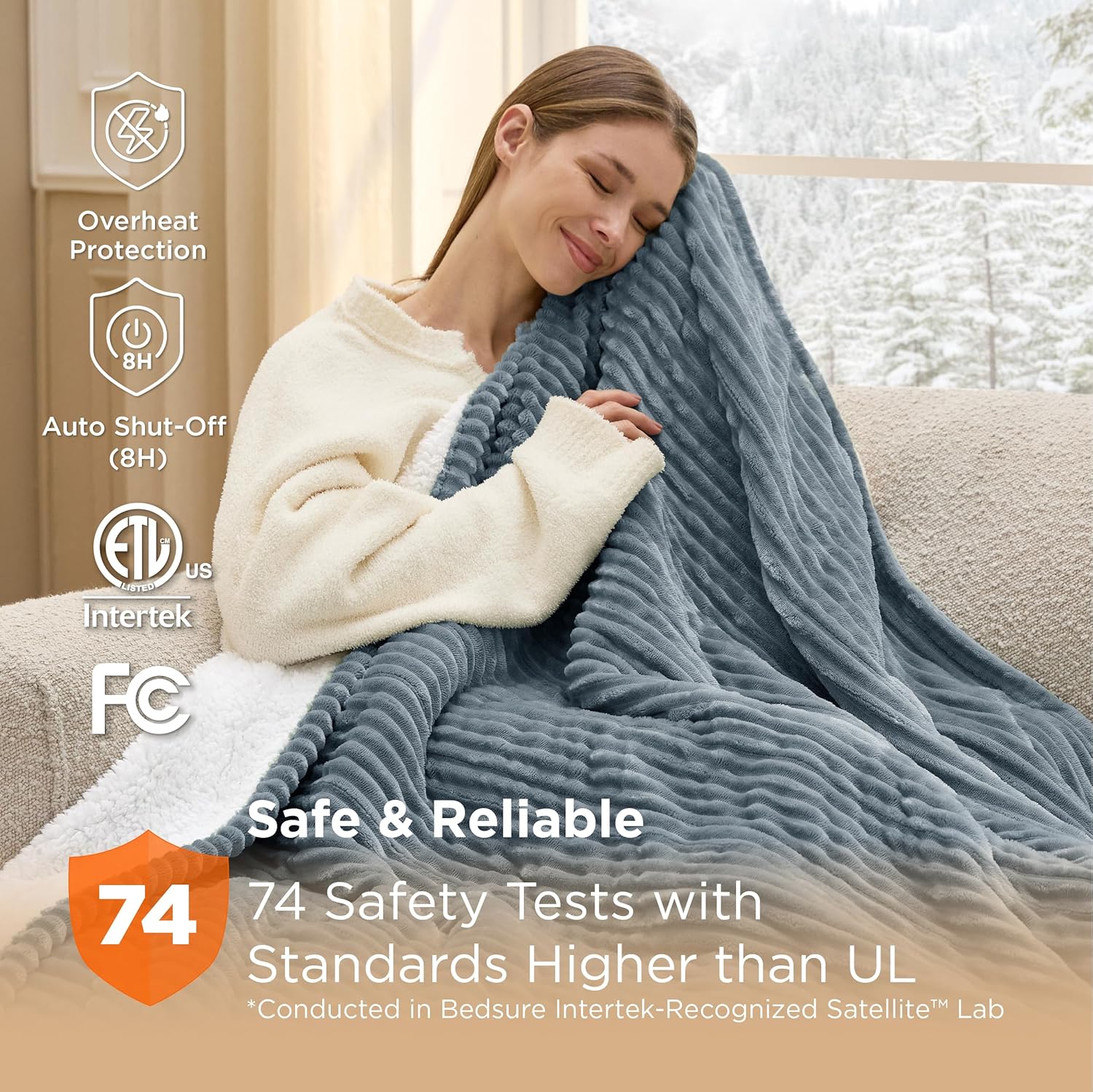 Thumbnail 6 de Bedsure GentleSoft Heated Blanket Throw, 50 x 60-Inch Gray, 6 Heat Levels
