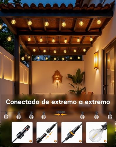 Thumbnail 4 de EVXFG Guirnalda Luces Exterior Jardin 9M (30Ft) con Bombillas G40 LED, IP44, 240V