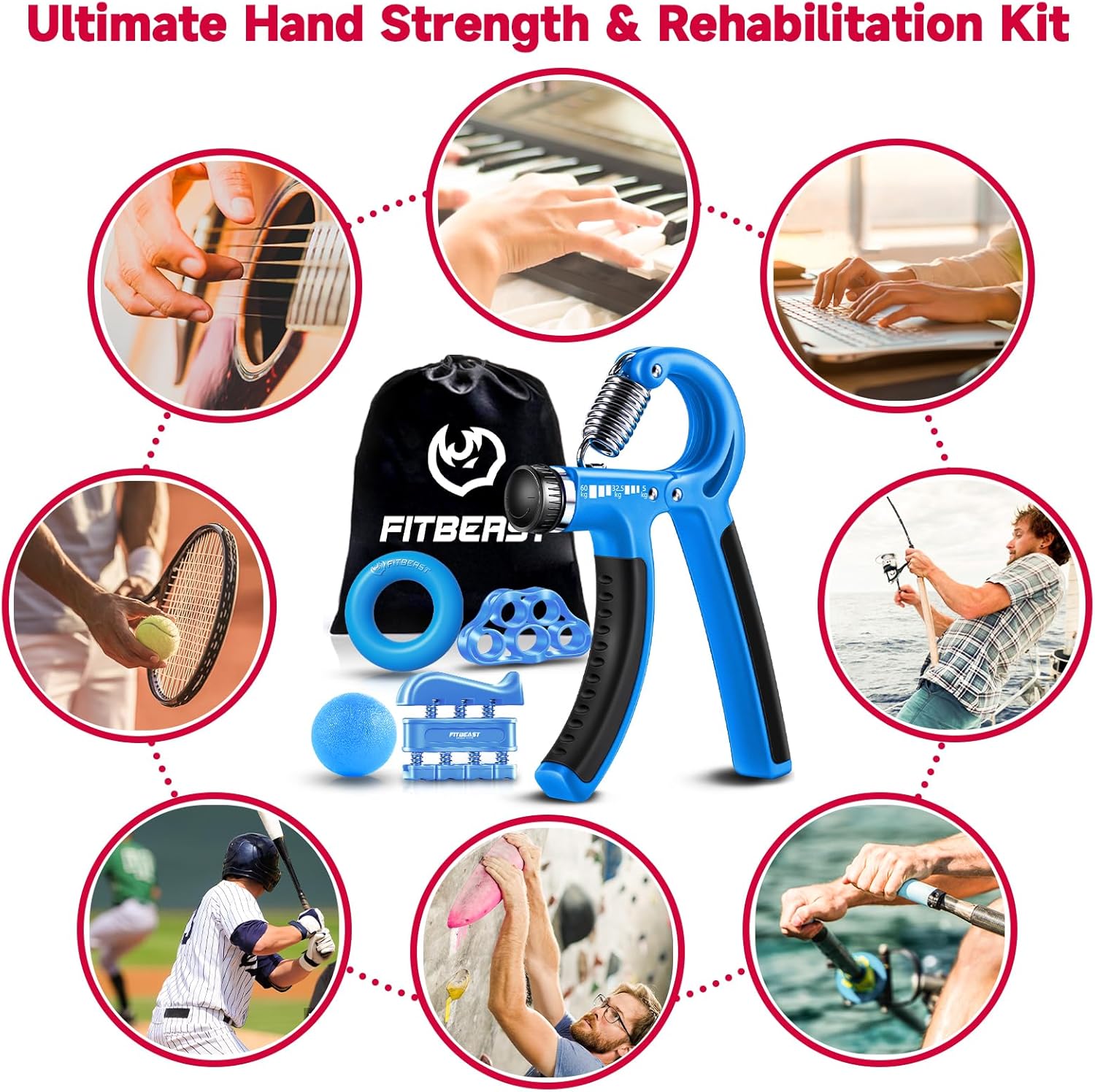 Thumbnail 4 de FitBeast Grip Strengthener Kit 5-pack 🏋