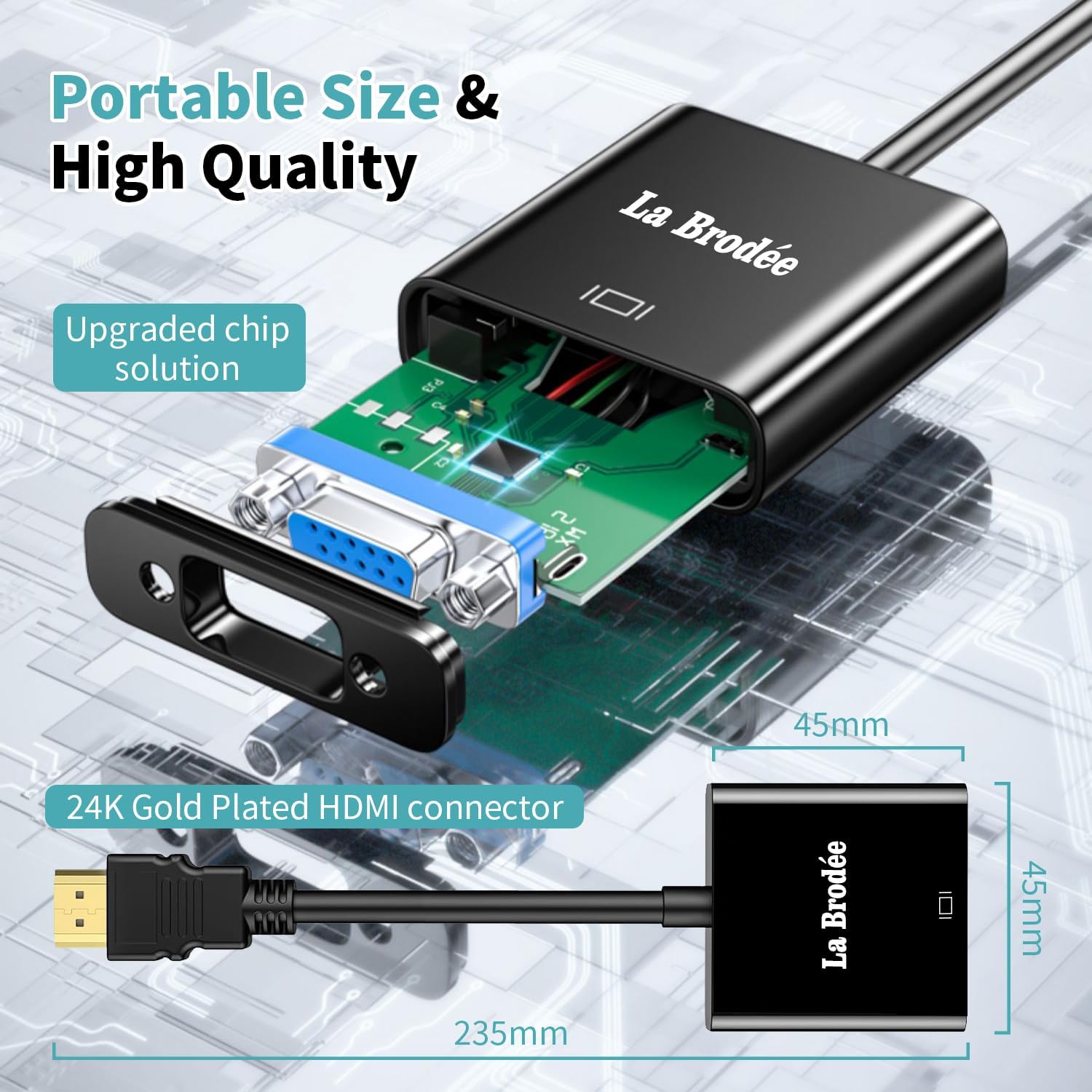 Thumbnail 6 de HDMI zu VGA Adapter – Unidirektional, 1080P, HDMI-Quelle zu VGA-Monitor/Projektor
