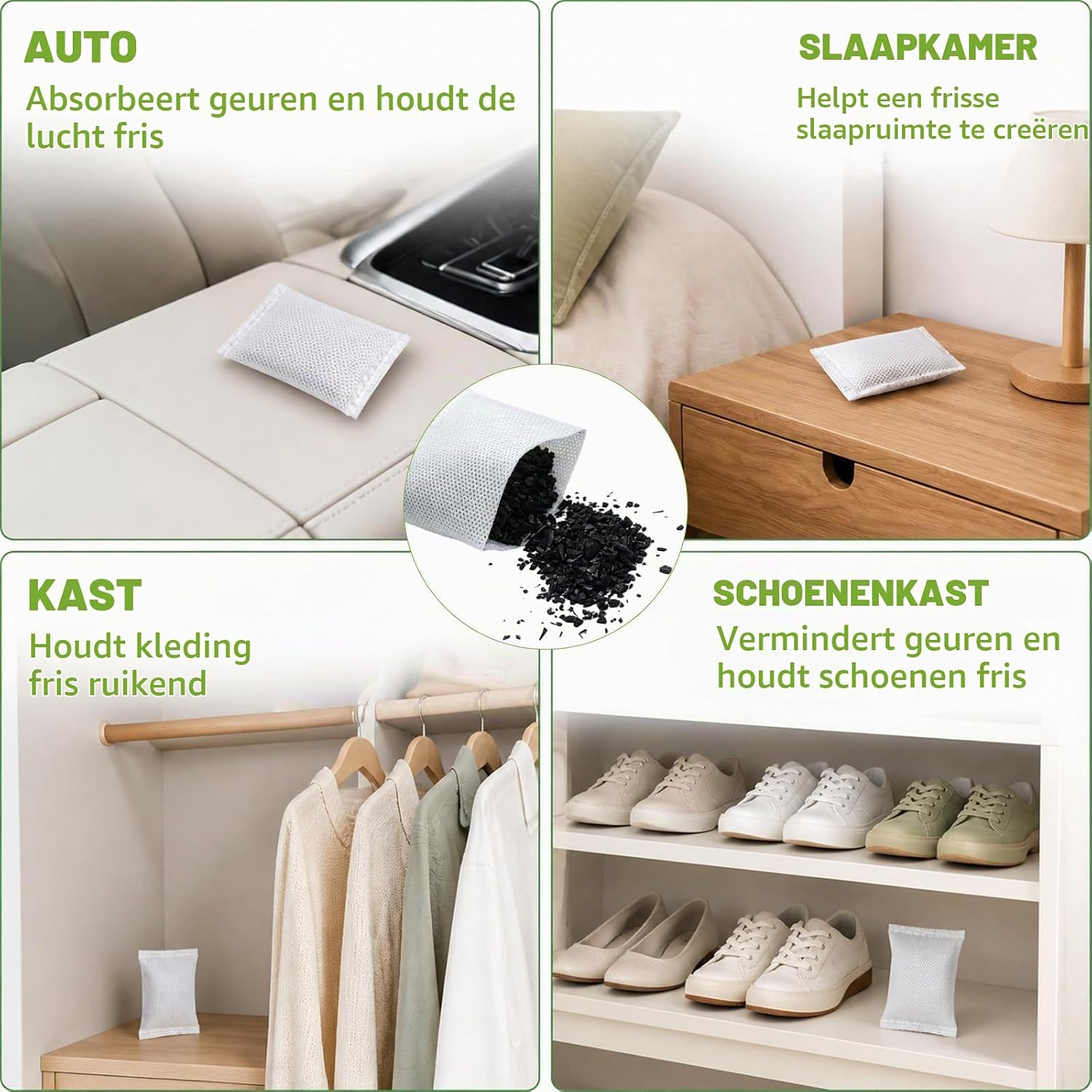 Detalle 2 de GVTCO actieve koolzakjes, 50 stuks van 10 g voor geurneutralisatie