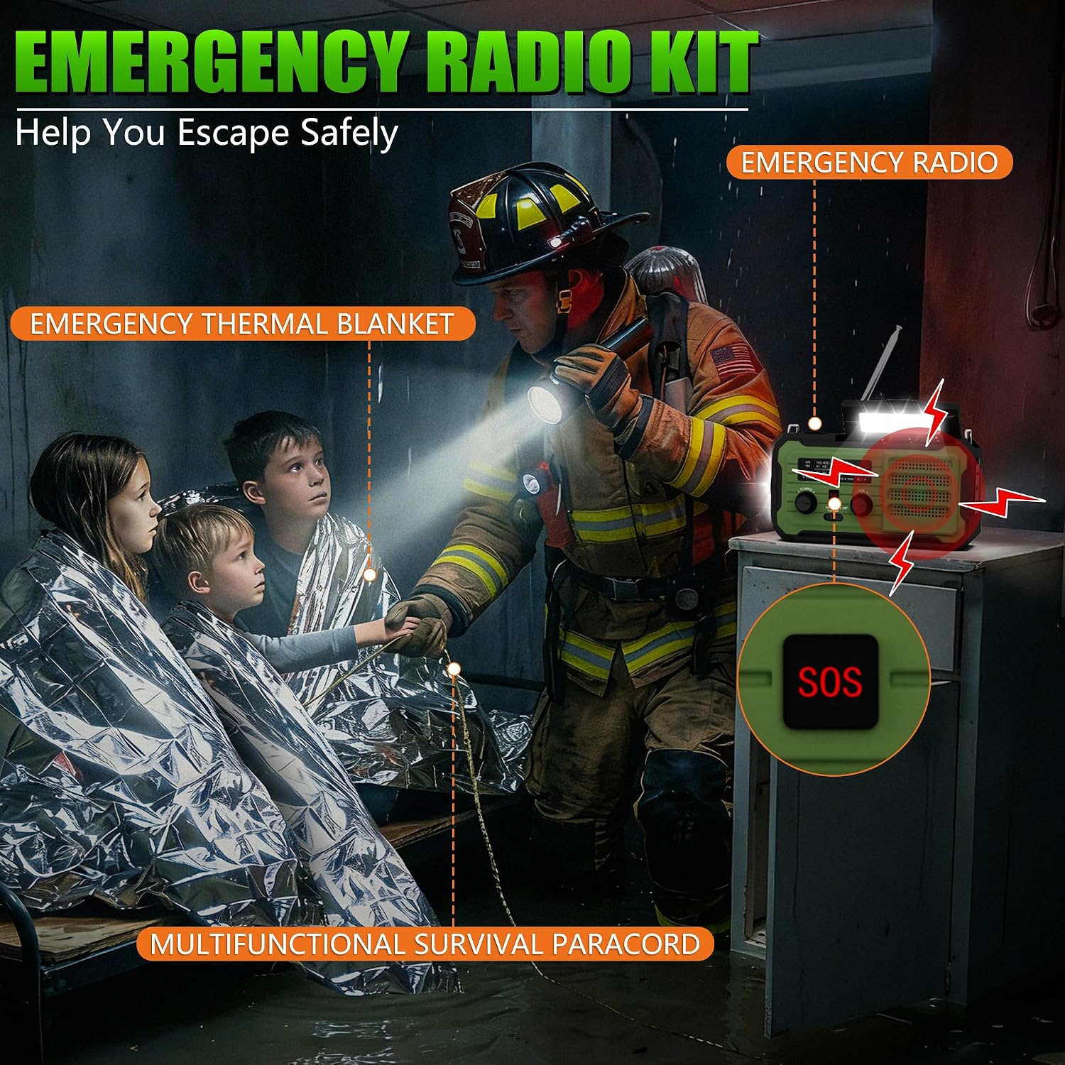 Detalle 2 de Vokida YX328 Emergency Weather Radio, NOAA, Solar and Hand-Crank Charging