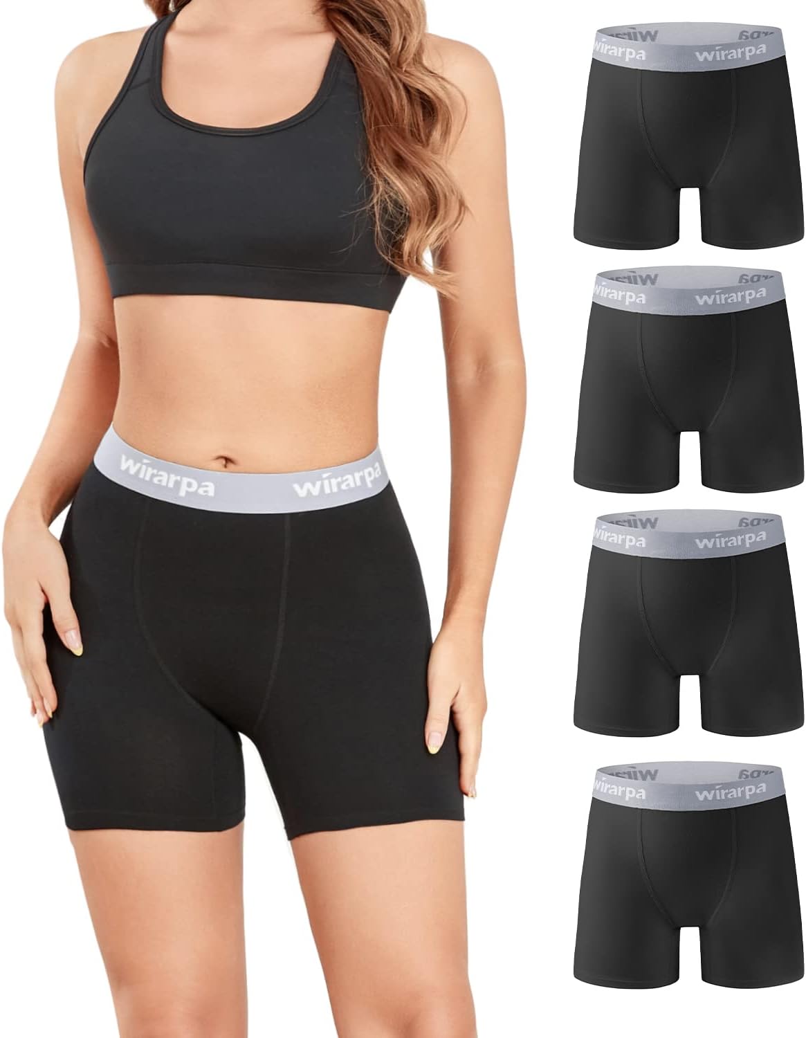 Detalle de wirarpa Pantaloncini sottogonna da donna in cotone elasticizzato, boxer antisfregamento (confezione da 4)