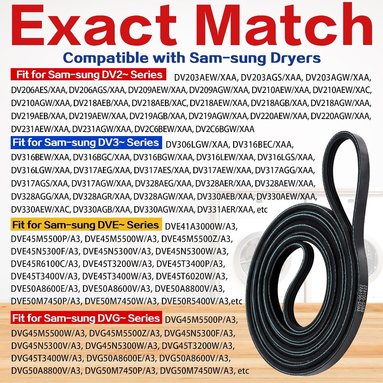 Detalle de Surqia 6602-001655 Dryer Drive Belt, 92-Inch, 5-Rib/4-Groove