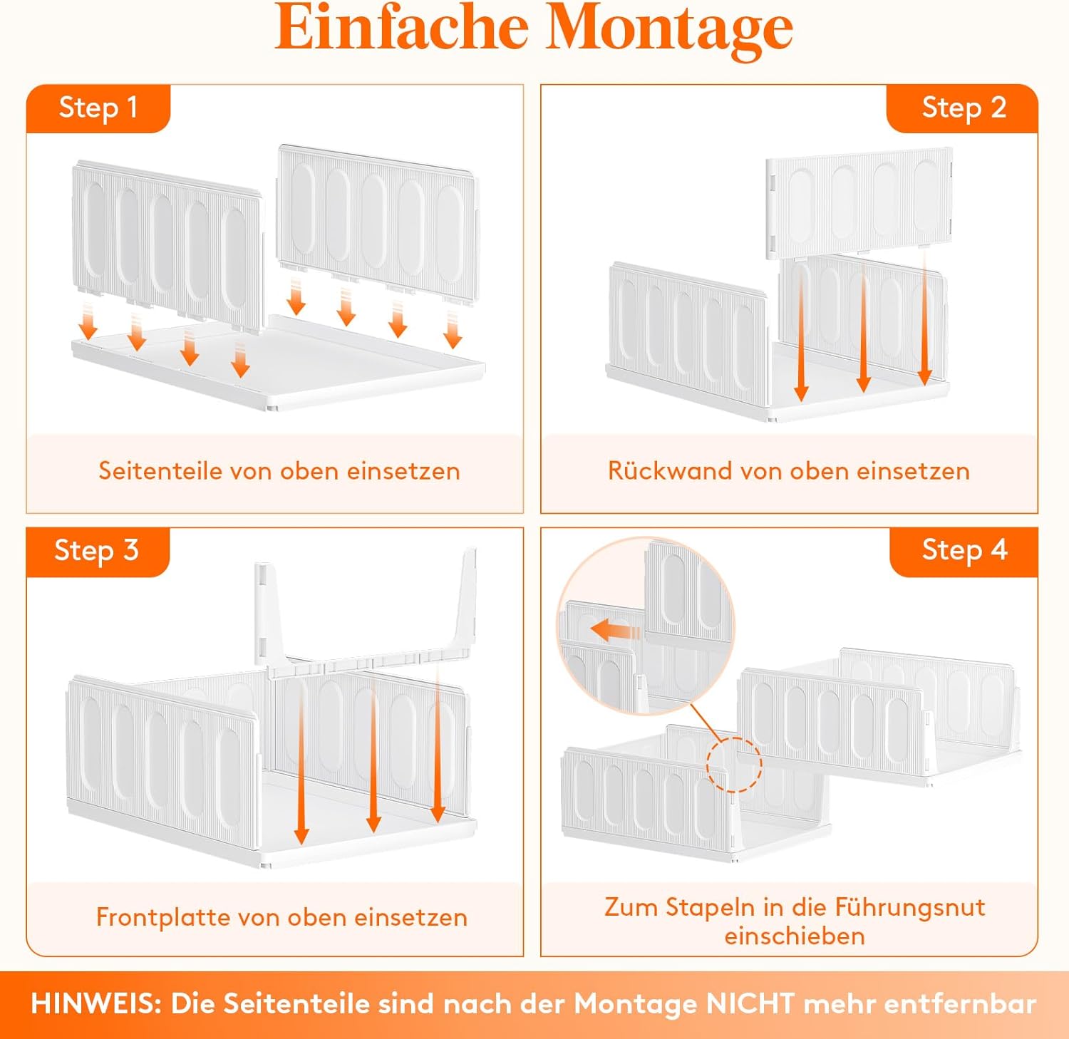 Thumbnail 3 de Lifewit 8er-Set stapelbarer Kleiderschrank-Organizer (ausziehbar) – 32 cm