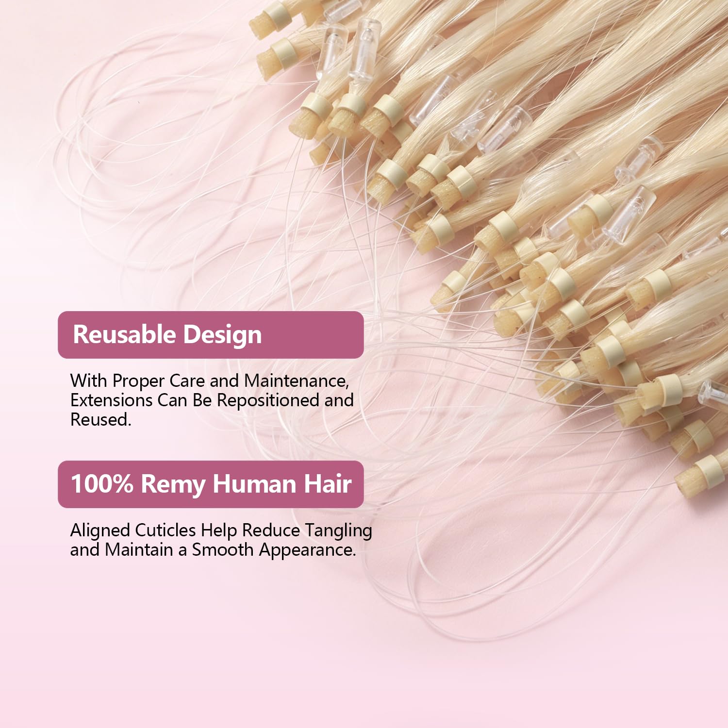 Detalle 2 de Beeuxa Micro Link Hair Extensions, 18-Inch