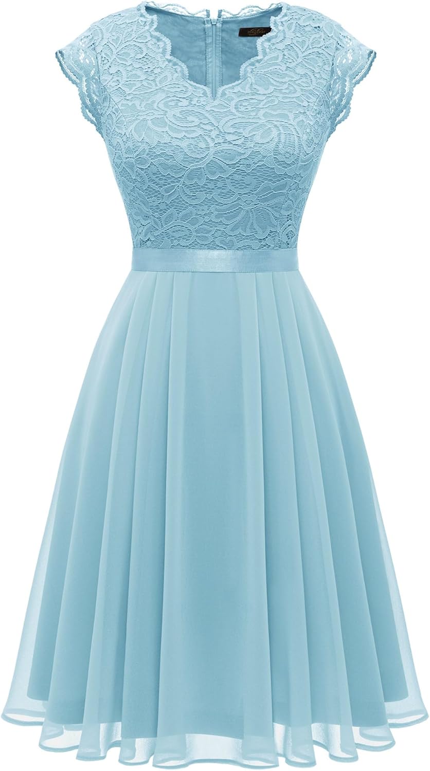 Thumbnail 6 de Robe de demoiselle d'honneur en dentelle courte