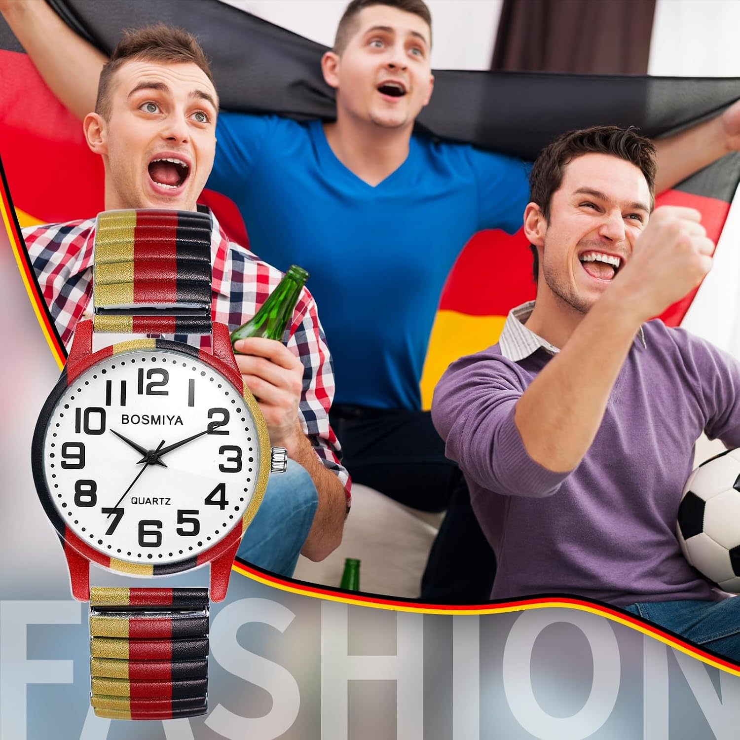 Thumbnail 4 de OIDEA Armbanduhr Deutsche Flagge Edelstahl
