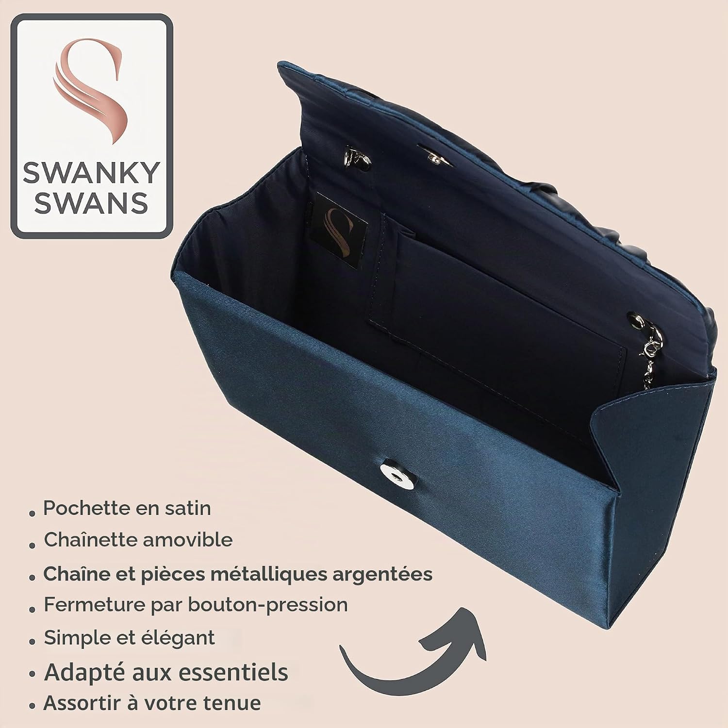 Thumbnail 1 de SwankySwans Chantel Pochette en satin — élégance enveloppe pour femme