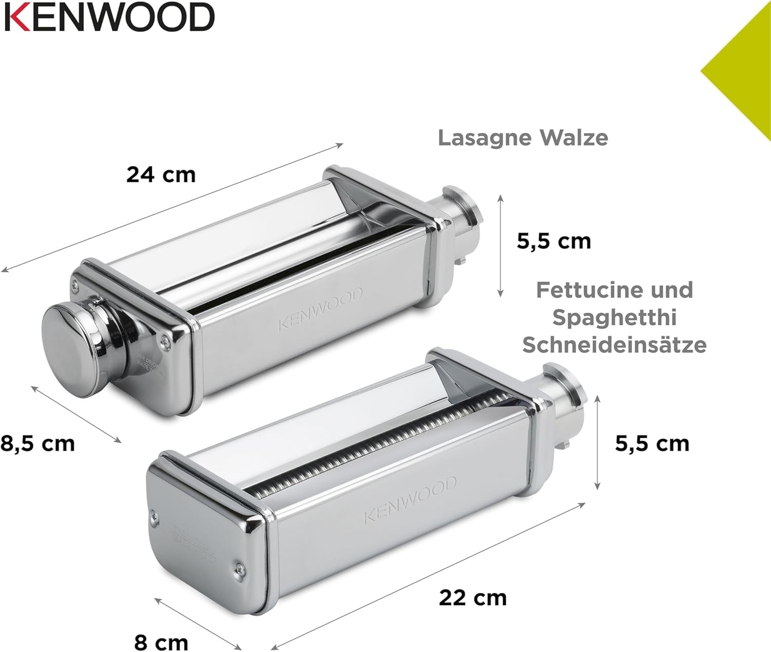 Thumbnail 4 de Kenwood Pasta-Set MAX980ME Zubehör für Kenwood Küchenmaschinen – Lasagne-Walze, Spaghetti- und Fettuccine-Aufsatz aus Edelstahl