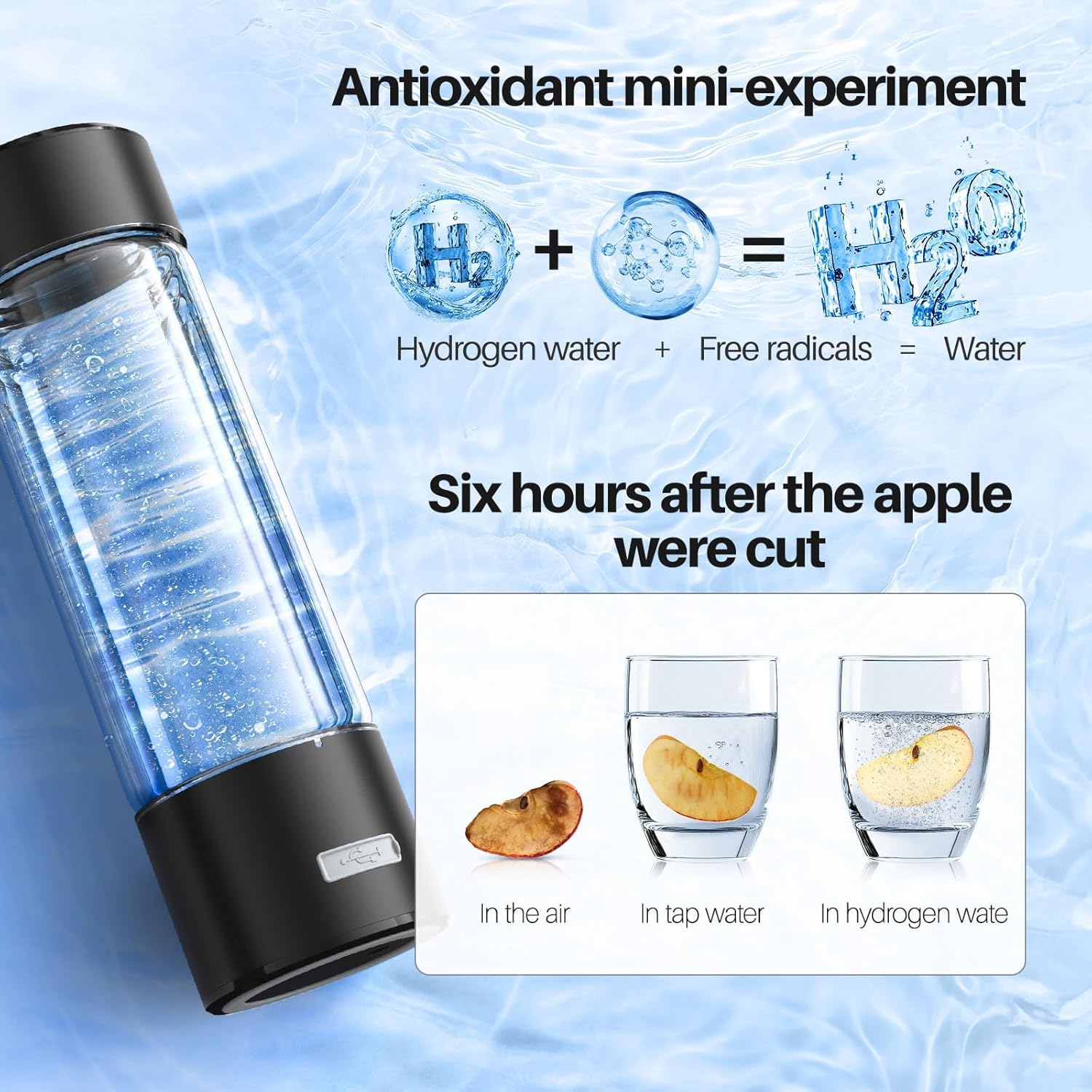 Detalle 2 de MOVOCA Hydrogen Water Bottle 2200PPB Generator 🚰