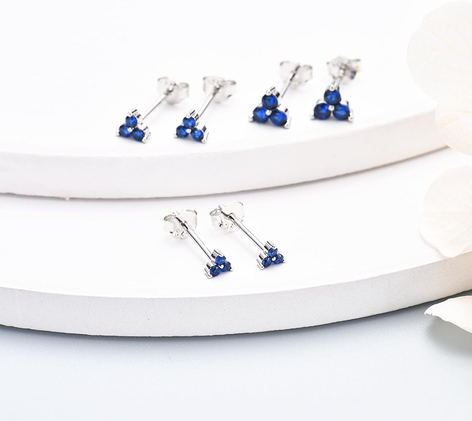 Detalle de MASOP Ohrstecker-Set Silber 925 vergoldet in Gold/Rosegold – 3 Paar mit Zirkonia (3/4/5 mm)