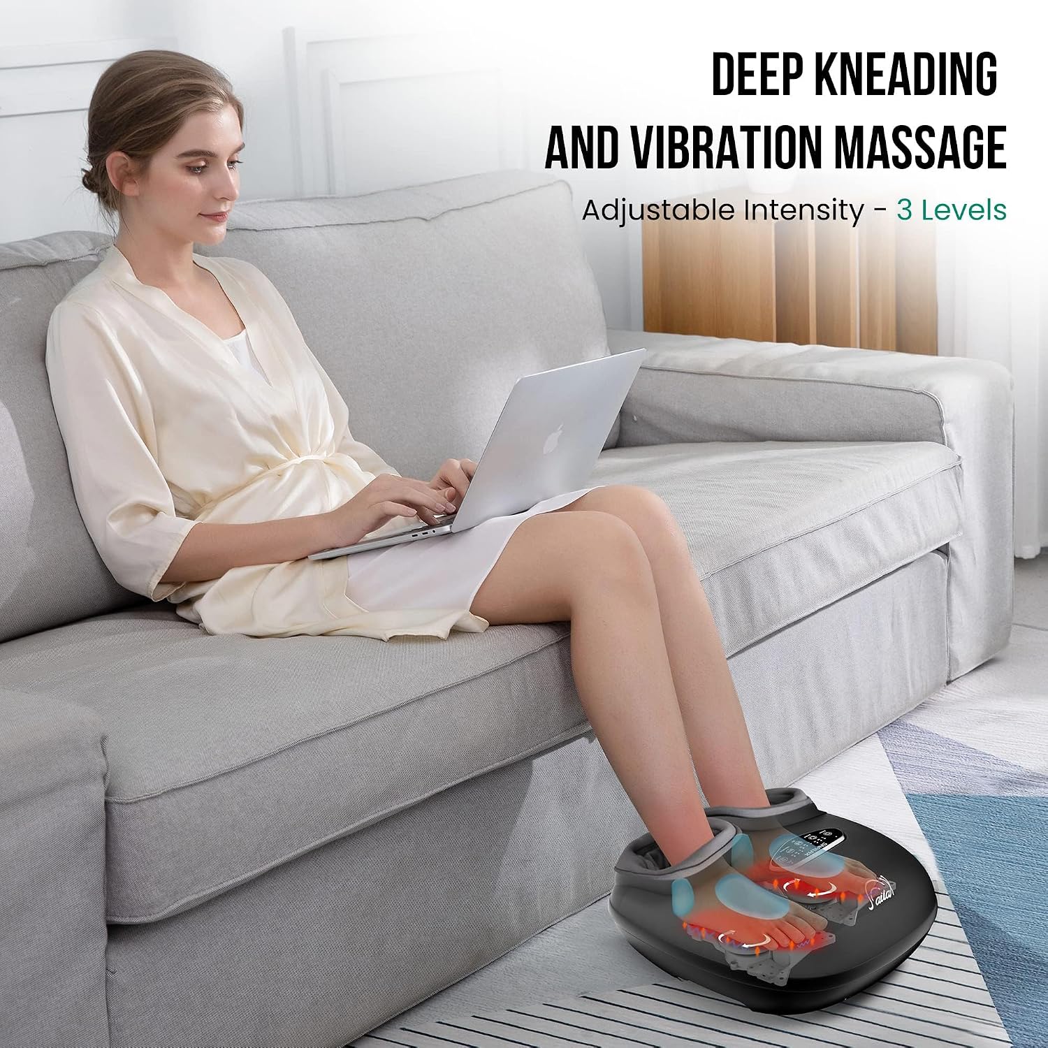 Detalle de Snailax Shiatsu Foot Massager with Heat: Deep Kneading, Compression & Vibration for Tired Feet