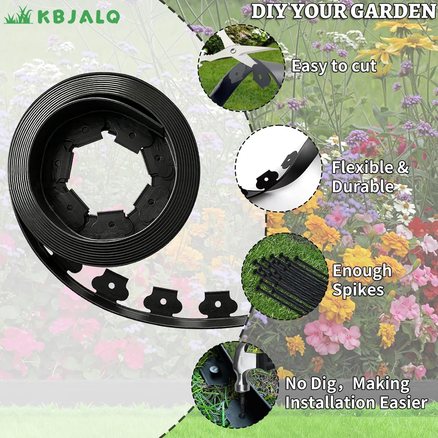 Detalle de KBJALQ Landscape Edging Border, 2-Inch Plastic Garden Edging, 40 ft