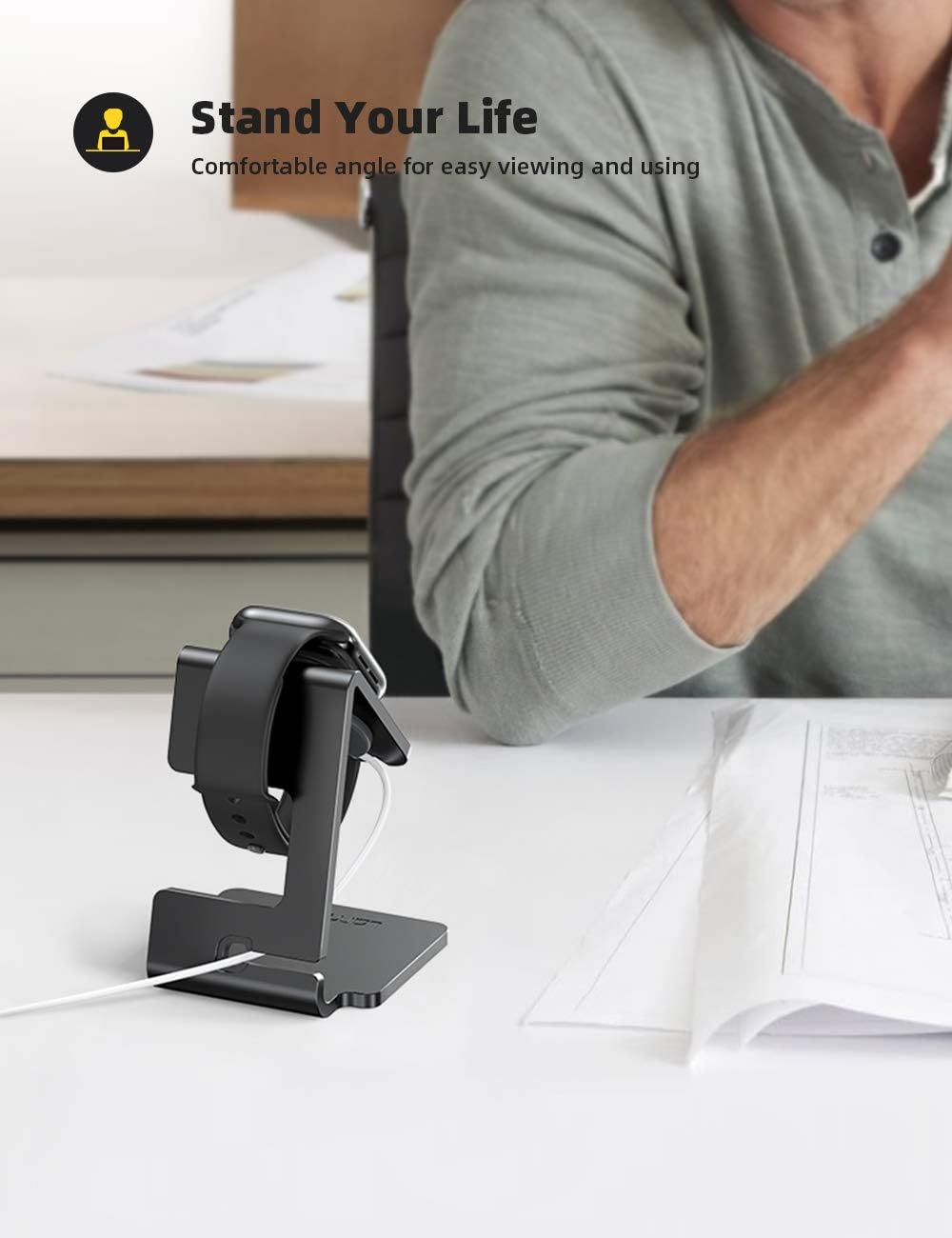 Detalle de Lamicall Stand for Apple Watch 49mm docking stand