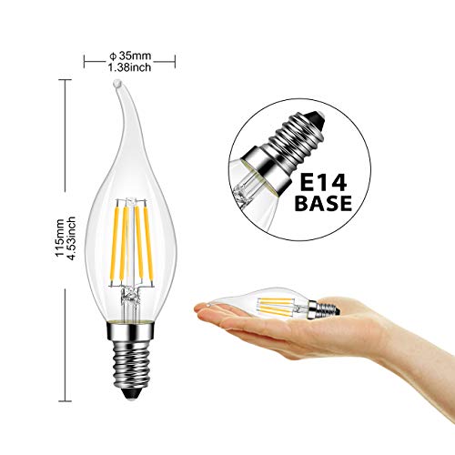 Thumbnail 4 de LVWIT Lampadine LED E14 Warm 2700K – 4W (40W equivalenti), 470 LM, Filamento Vintage, Pacco 6 unità