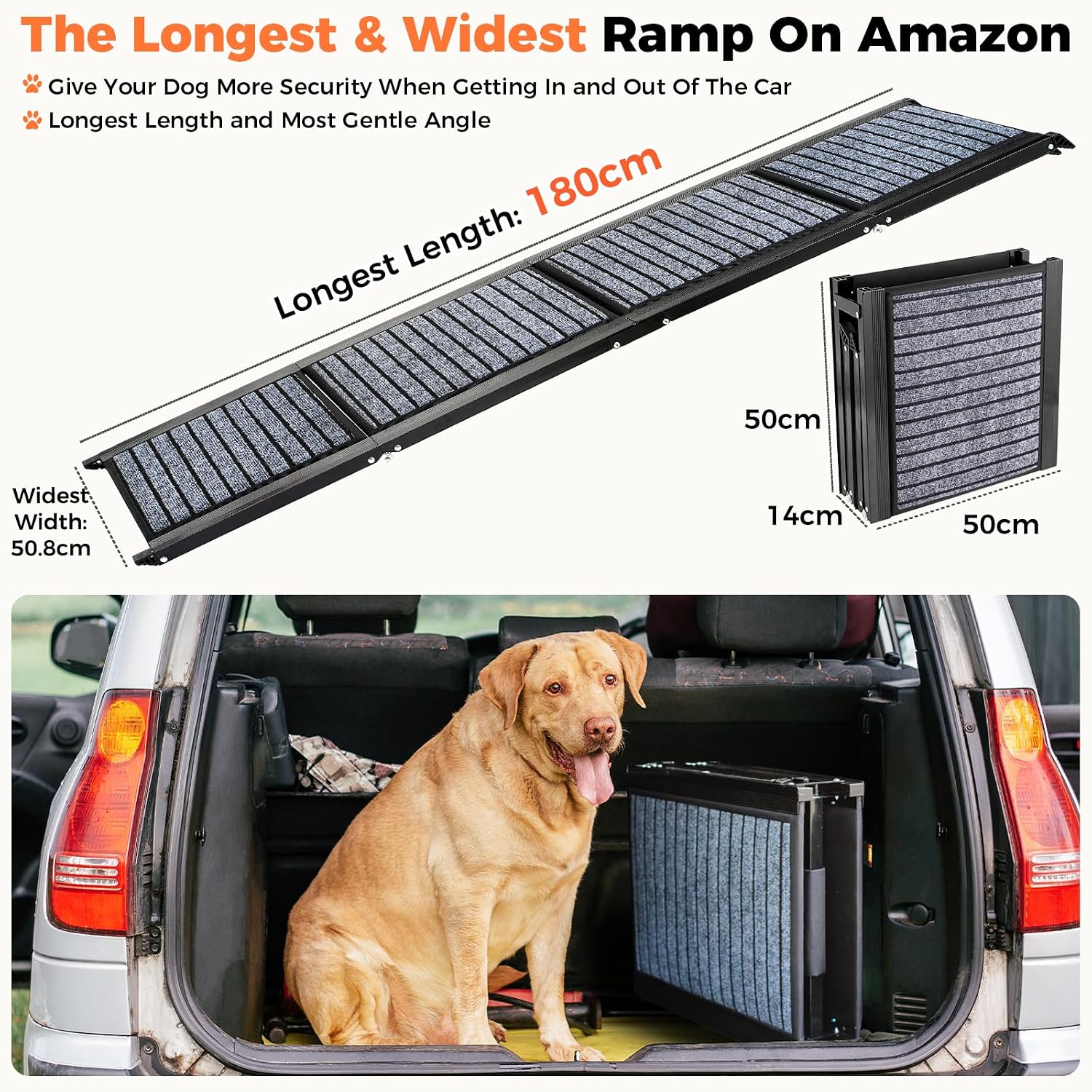 Thumbnail 5 de Longest 180cm Portable Dog Ramp with Anti-Slip Rug Surface for Large & Medium Pets