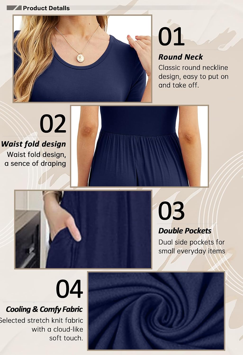 Thumbnail 4 de GRECERELLE Womens Maxi Dress: Casual Summer Long Dress with Pockets