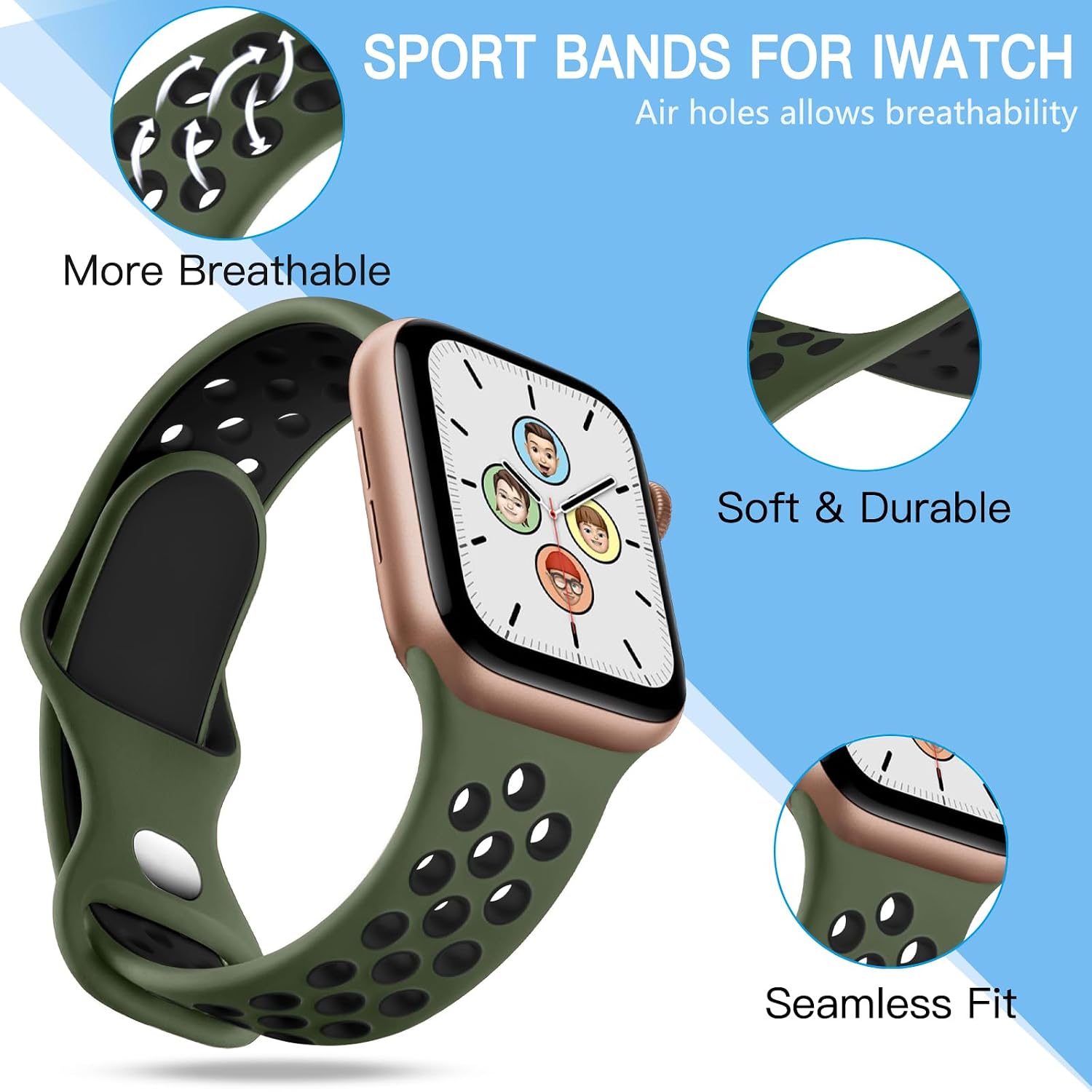 Detalle 2 de Adorve Apple Watch Sport Bands 4-Pack