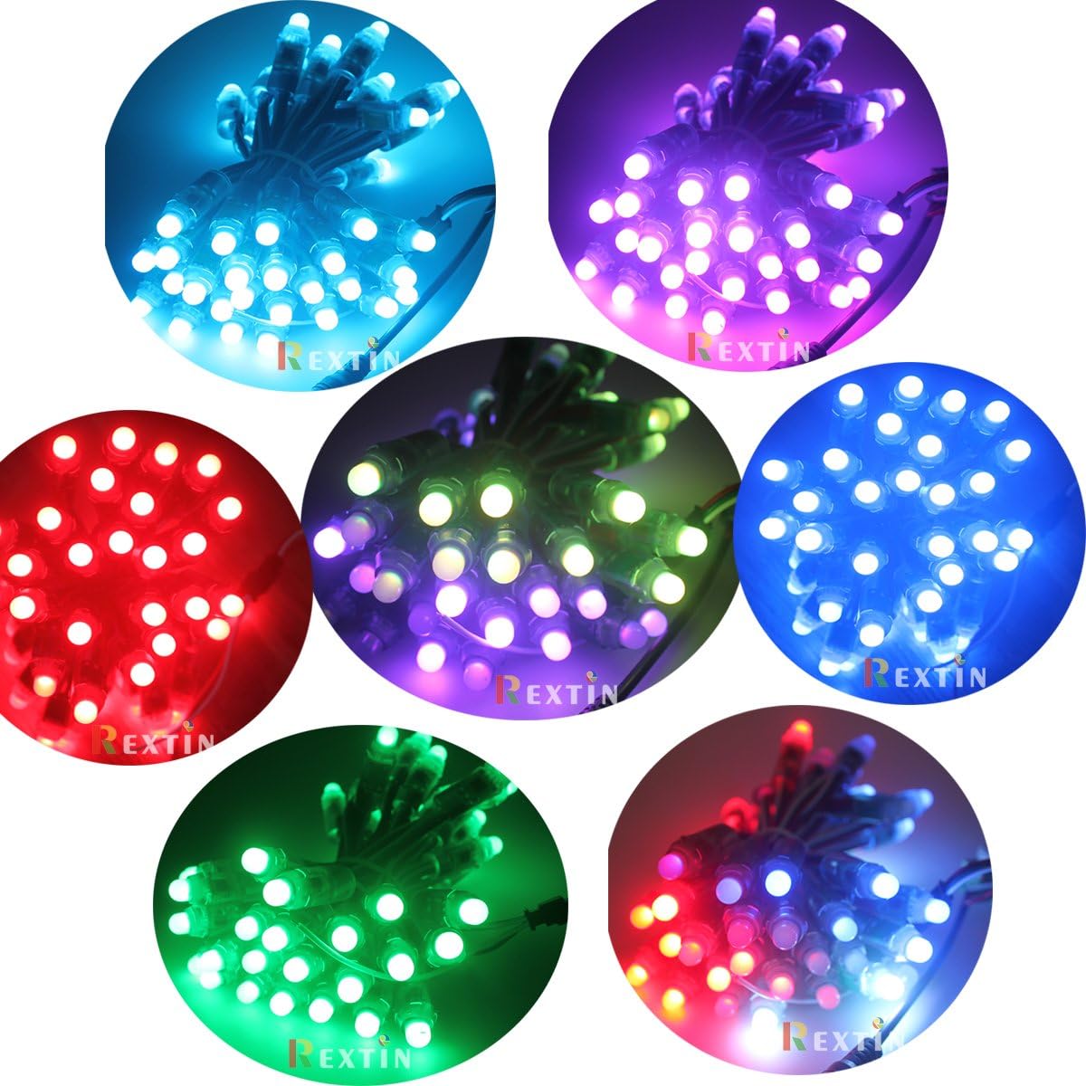 Thumbnail 6 de REXTiN WS2811 Pixels Digital Addressable LED String Lights – 12mm, Waterproof RGB (DC12V, IP68, 500pcs)
