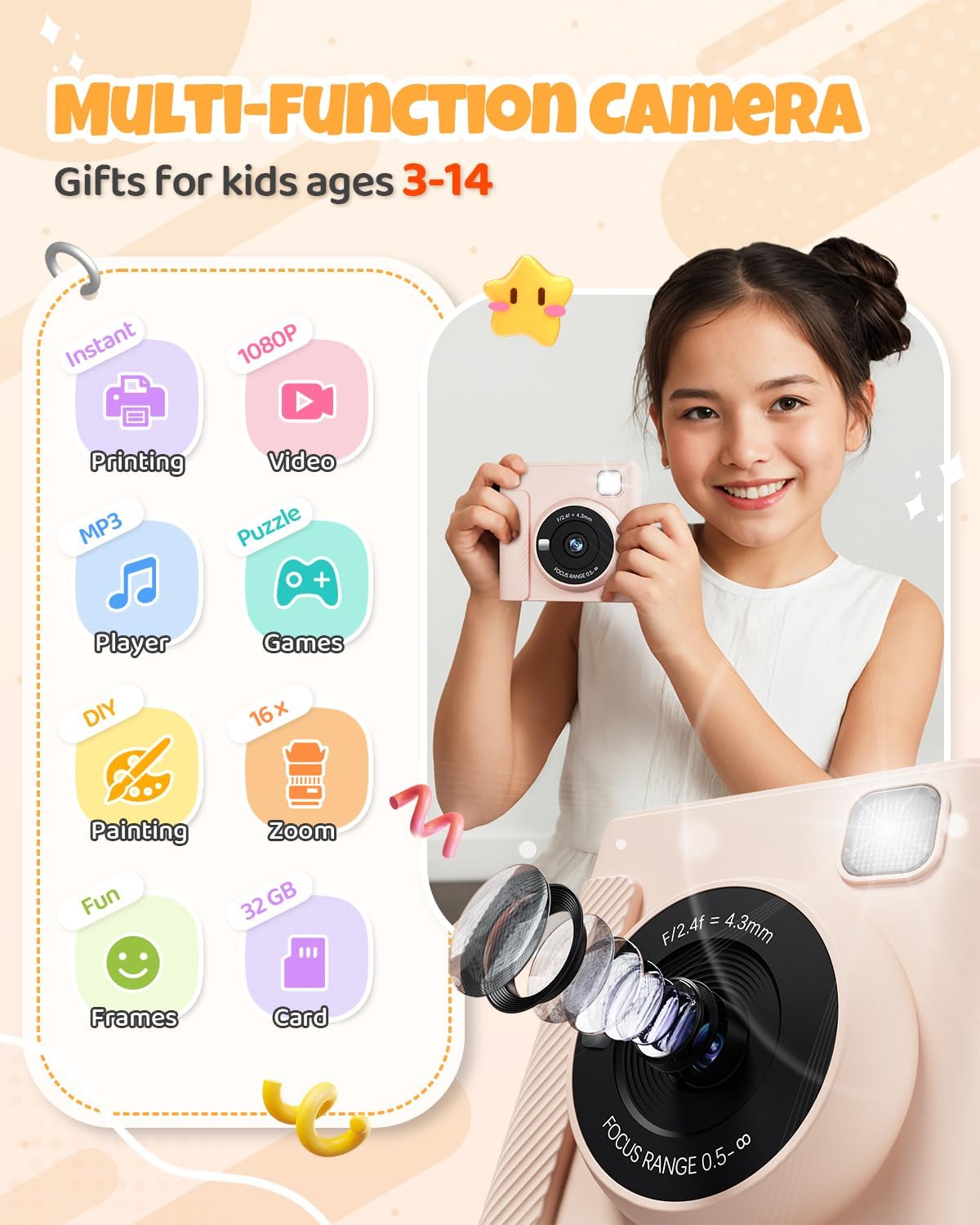 Thumbnail 1 de TIATUA Kinderkamera Sofortbildkamera – 2,4 Zoll, 32 GB Karte & Druckpapier inklusive