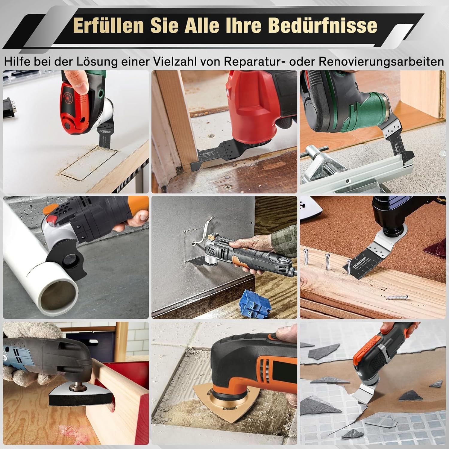 Thumbnail 6 de Sägeblätter-Set (105-teilig) von CGBOOM für Oszillations-Multitools aus Kohlenstoffstahl und Edelstahl