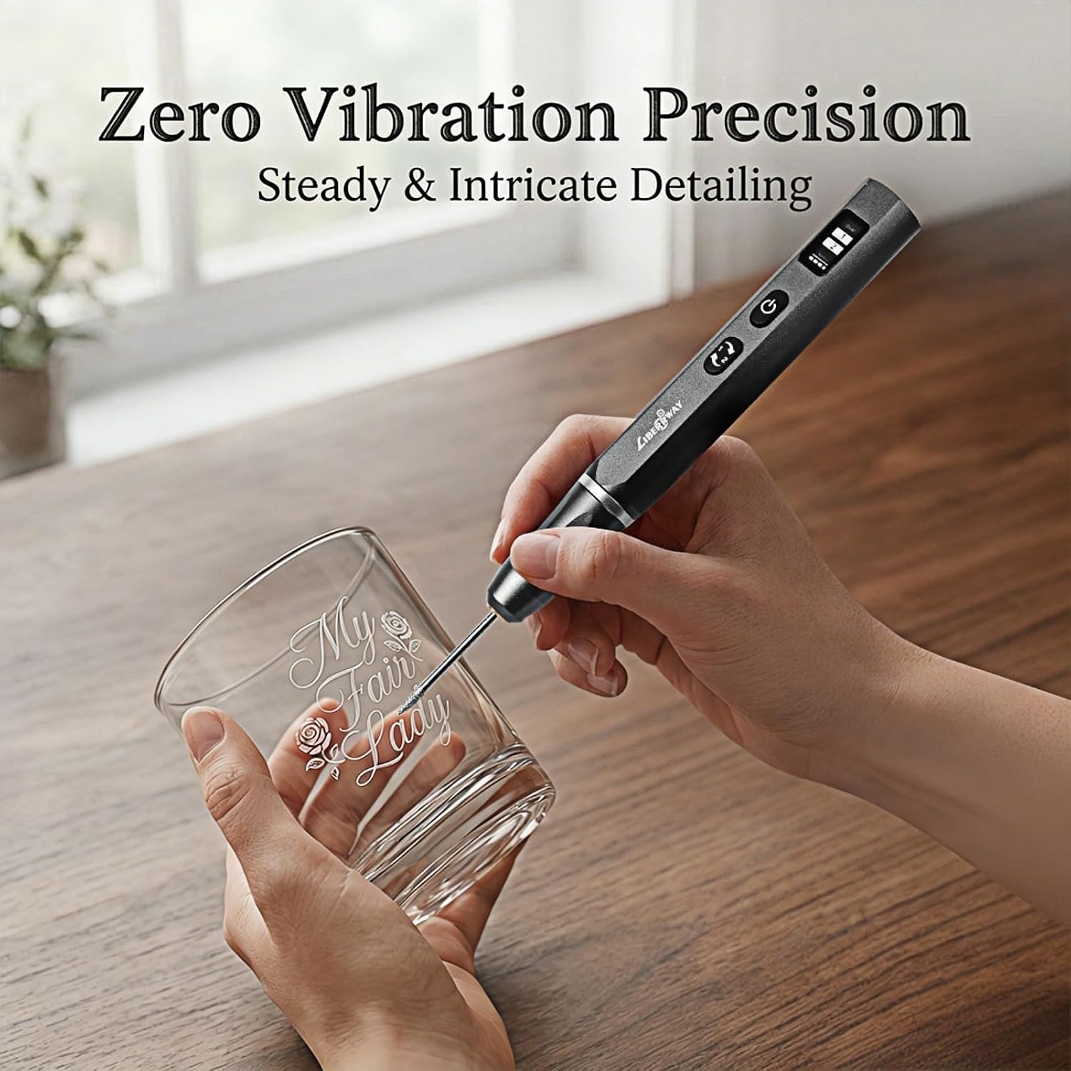 Detalle de LIBERRWAY Engraving Pen: Cordless 2-Speed Mini Rotary Tool with 30 Bits and Power Display