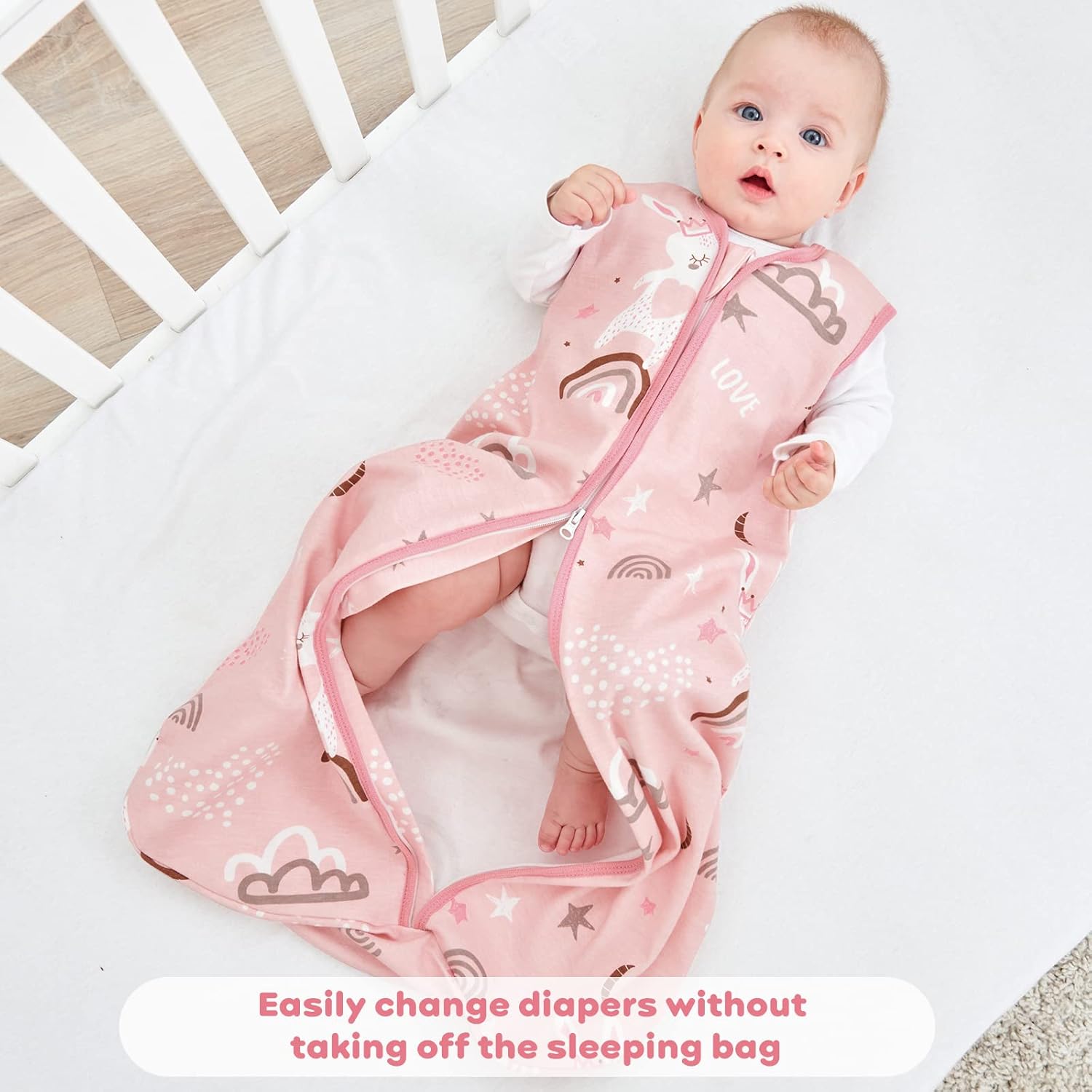 Thumbnail 4 de Looxii Baby Sleeping Bag 0.5 TOG 100% Cotton - Pink Sleepsack for 0–24 Months