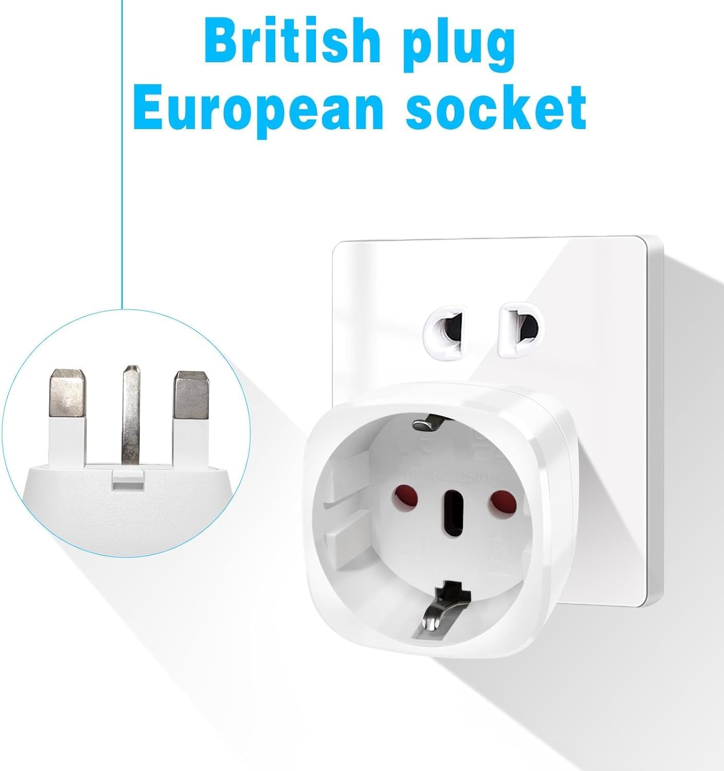 Thumbnail 1 de 2er-Pack Reiseadapter UK (Typ G) für England/Deutschland – Travel Adapter mit kompaktem Steckformat