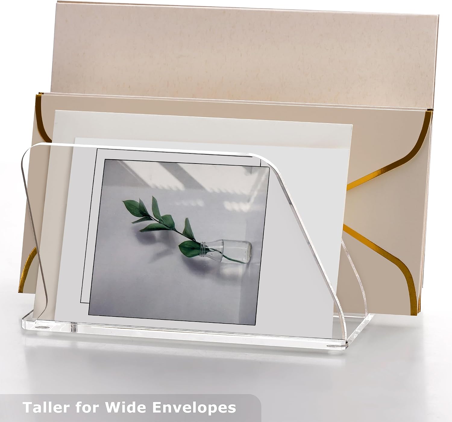 Detalle 1 de SANRUI 3-Section Acrylic Desk File Sorter, Clear Vertical Organizer