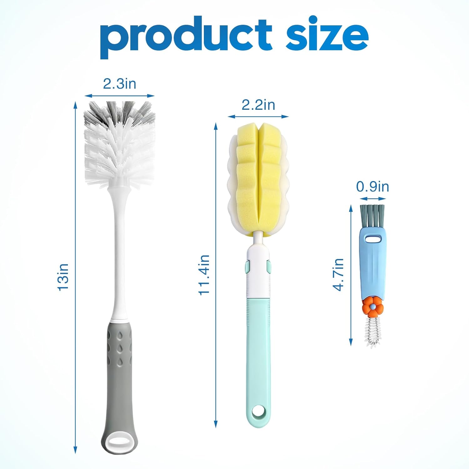 Thumbnail 1 de 14Pcs Bottle Brush Cleaner Set: Long Handle Brushes, Sponge Brush & 3-in-1 Go-To Kit