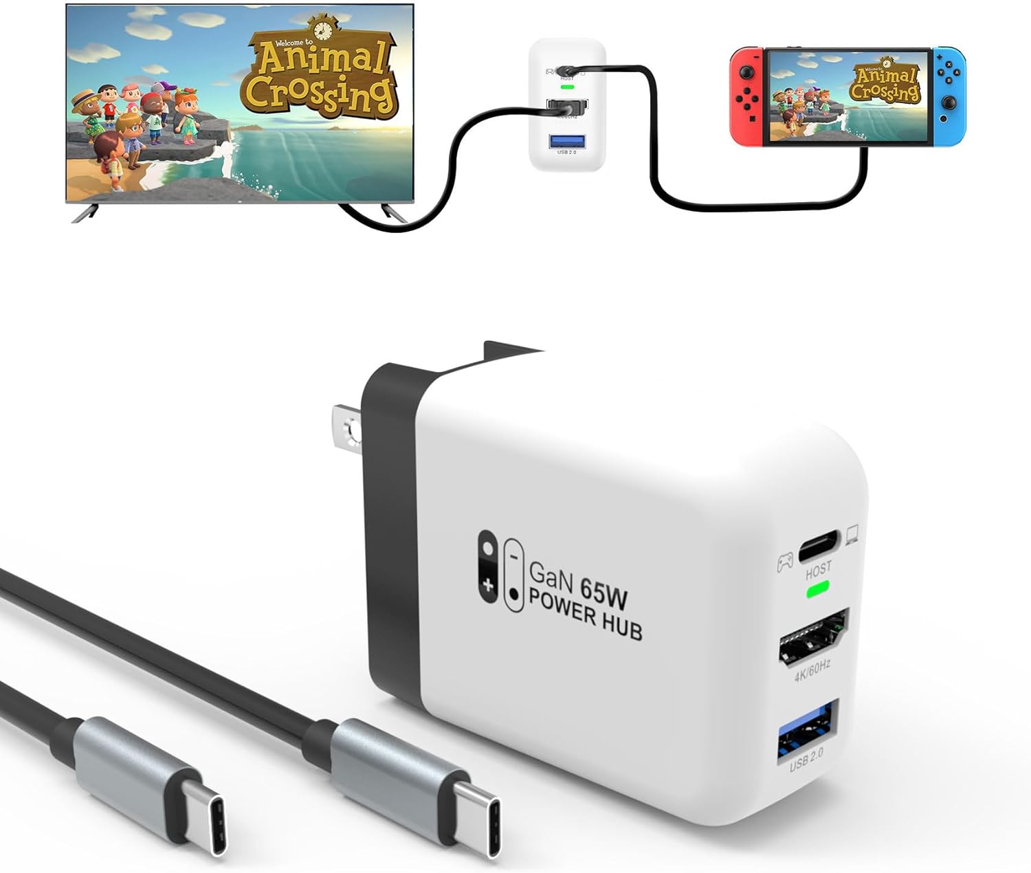 Detalle de Mirabox 65W Portable Dock Charger for Nintendo Switch and More