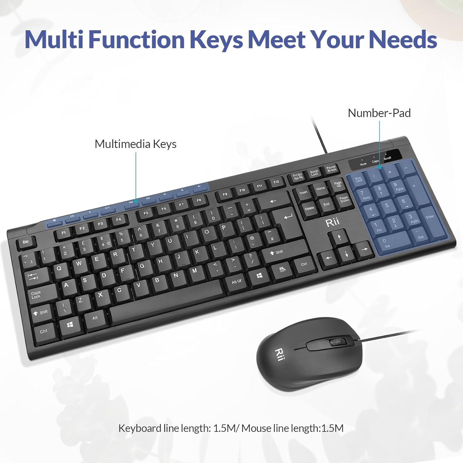 Thumbnail 1 de Rii Keyboard and Mouse Set USB Wired Combo
