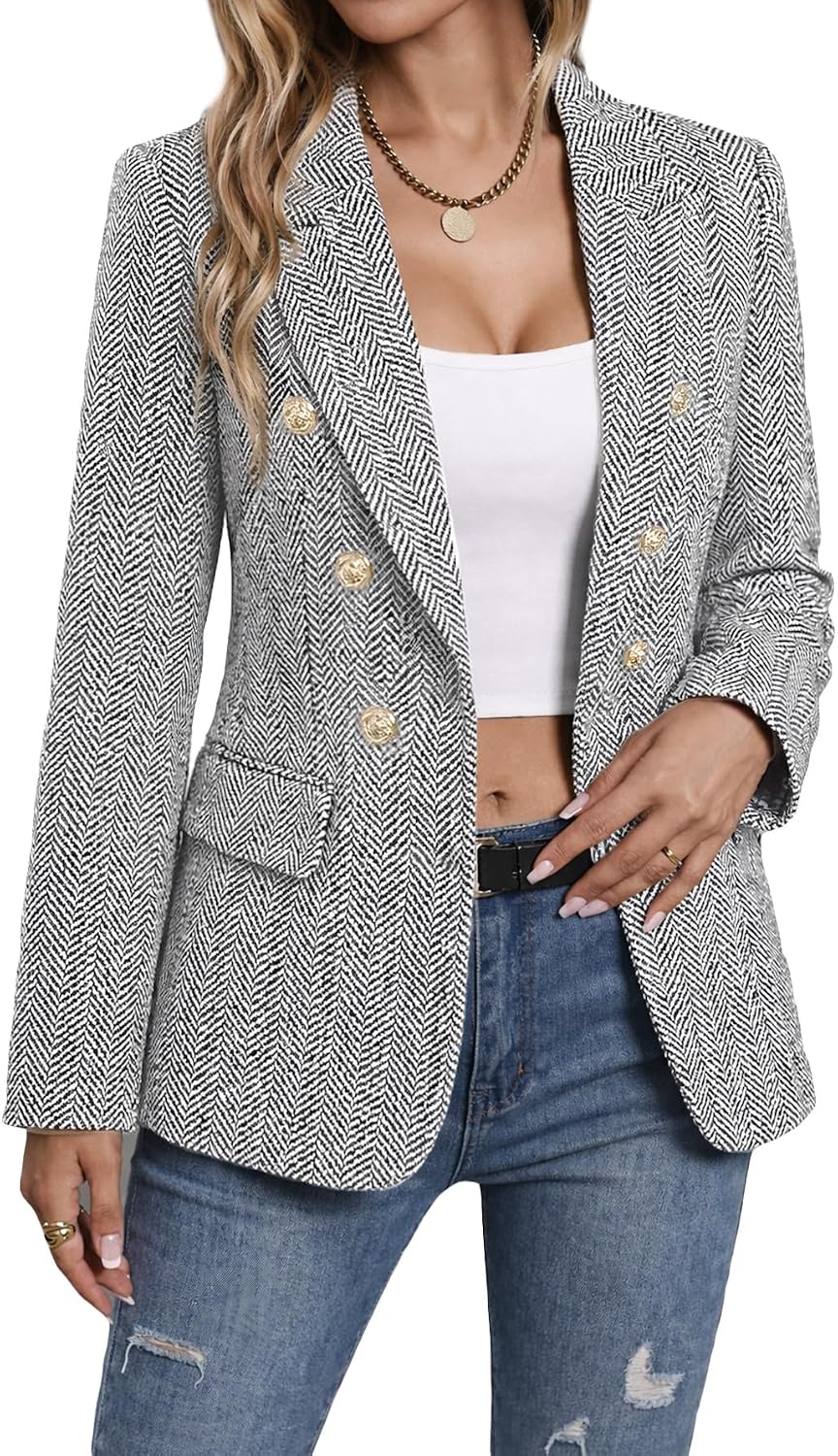 Thumbnail 6 de Mina Self 2026 Tweed Plaid Blazer XS–3XL
