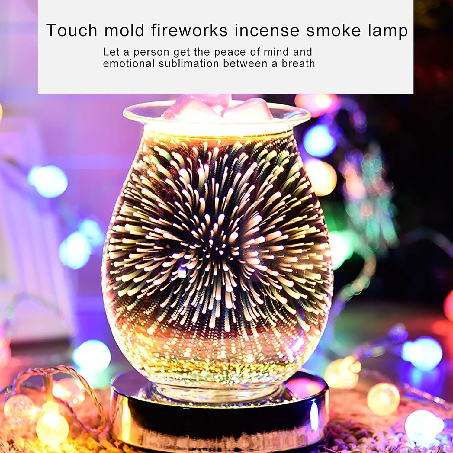Detalle de Wowlela 215IY0E2JIX15M03UU9FMF aromatherapielamp met 3D-glas en drie lichtstanden
