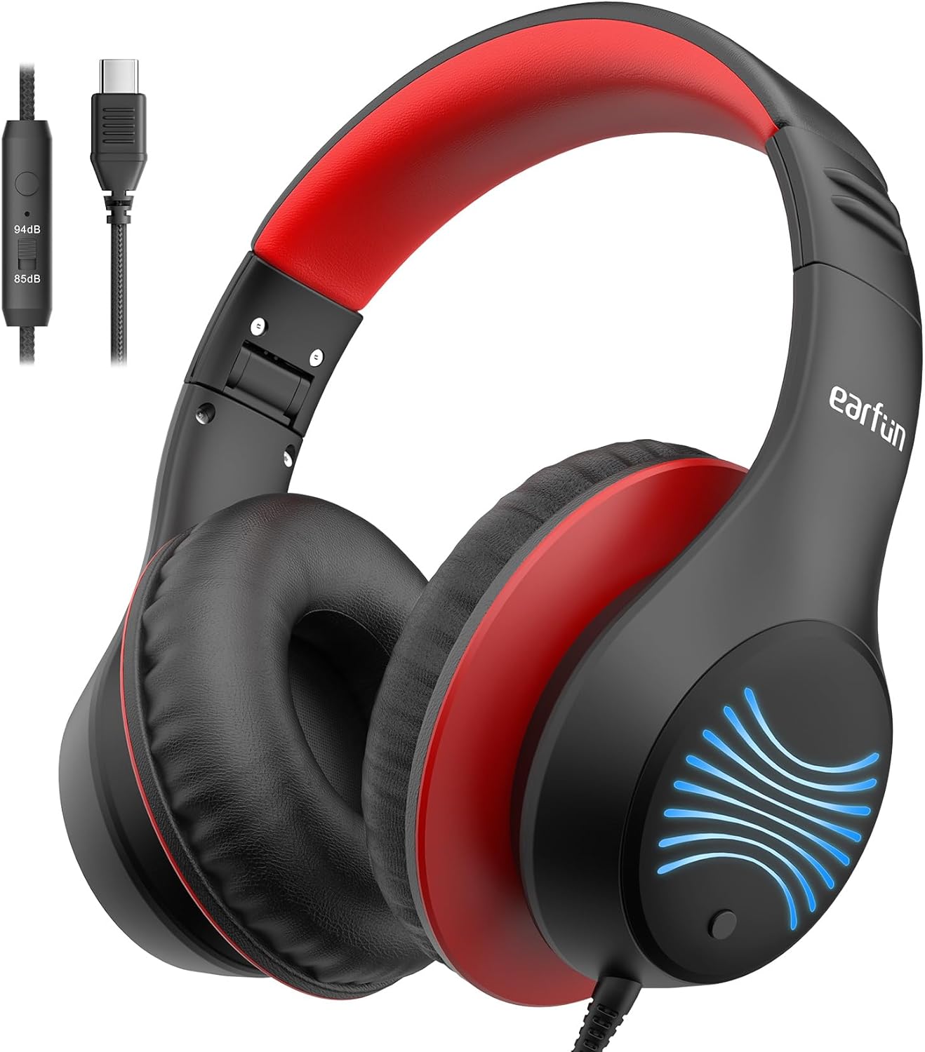 Detalle de EarFun K3 Kids headphones 85 dB volume limit