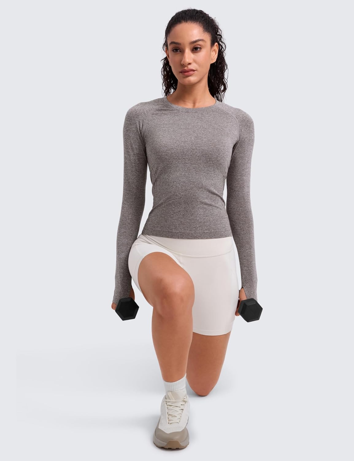Detalle 2 de CRZ YOGA Donna Camicia da Allenamento a Maniche Lunghe senza Cuciture: asciugatura rapida e comfort ottimale