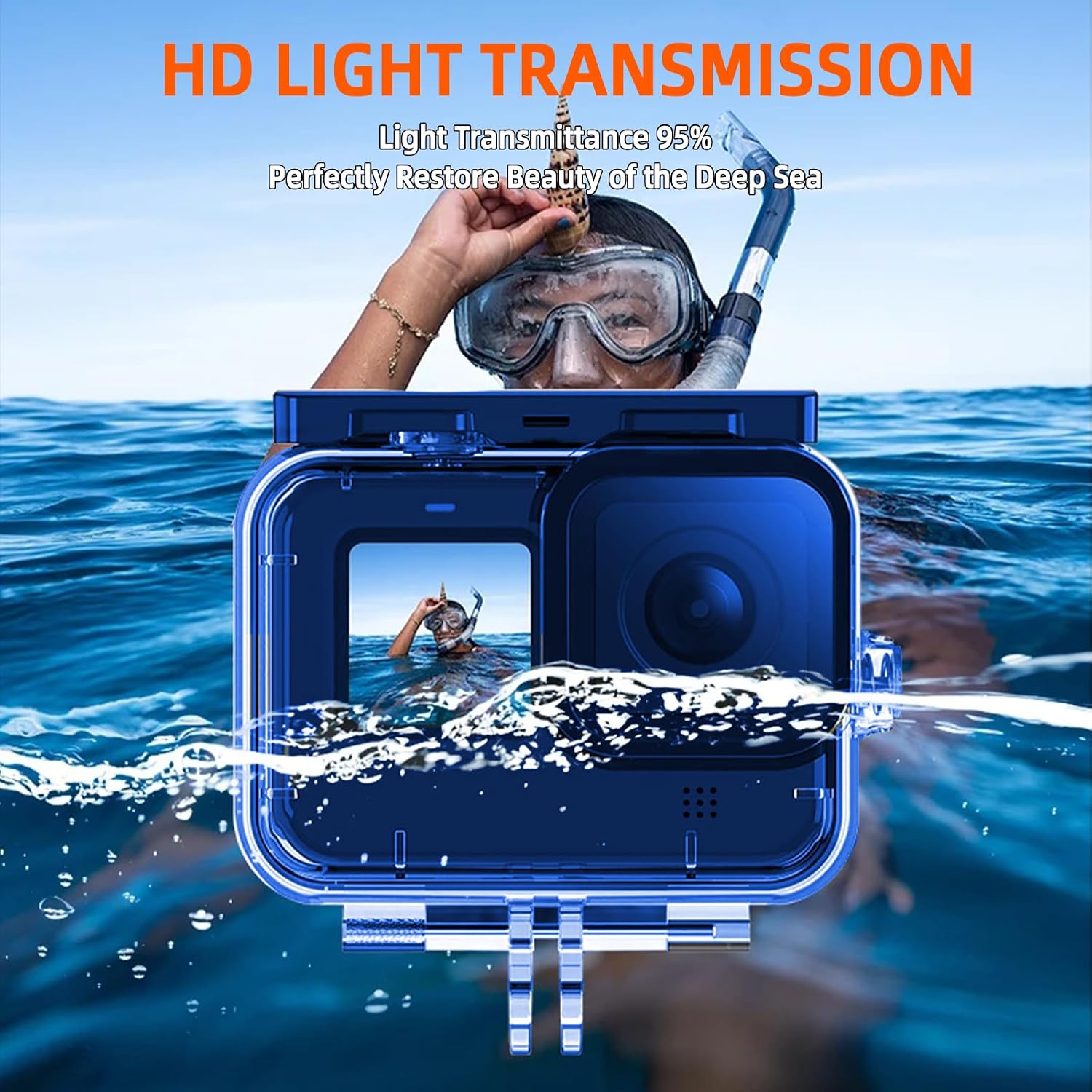 Thumbnail 1 de Waterproof Case with Dive Filters for GoPro Hero 13/12/11/10/9 Black — 60m/197ft Underwater Housing with Red & Magenta Filters