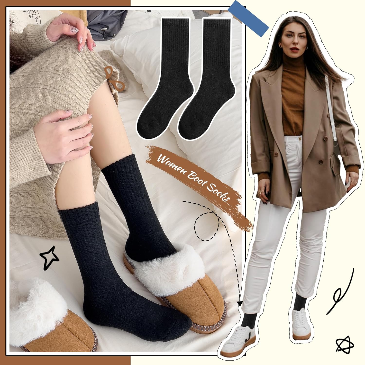 Detalle 2 de EBMORE Merino wool thermal socks, 5 pairs