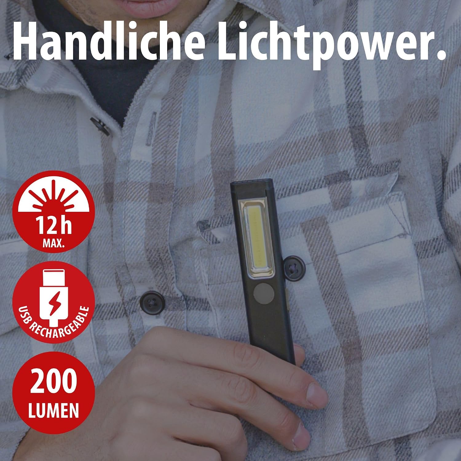 Detalle de Brennenstuhl LED Akku Handleuchte PL 200 AC/LED Taschenlampe – 200 lm