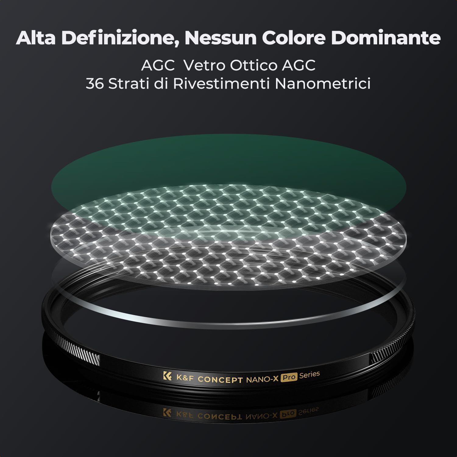 Thumbnail 5 de K&F CONCEPT Nano-Xcel Pro 58mm filtro UV con cornice in ottone ultrasottile e vetro HD 99,8% (senza vignettatura)