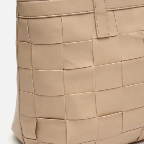 Detalle 2 de MISAKO Fusi: bolso shopper trenzado para mujer en beige 27x14x33 cm