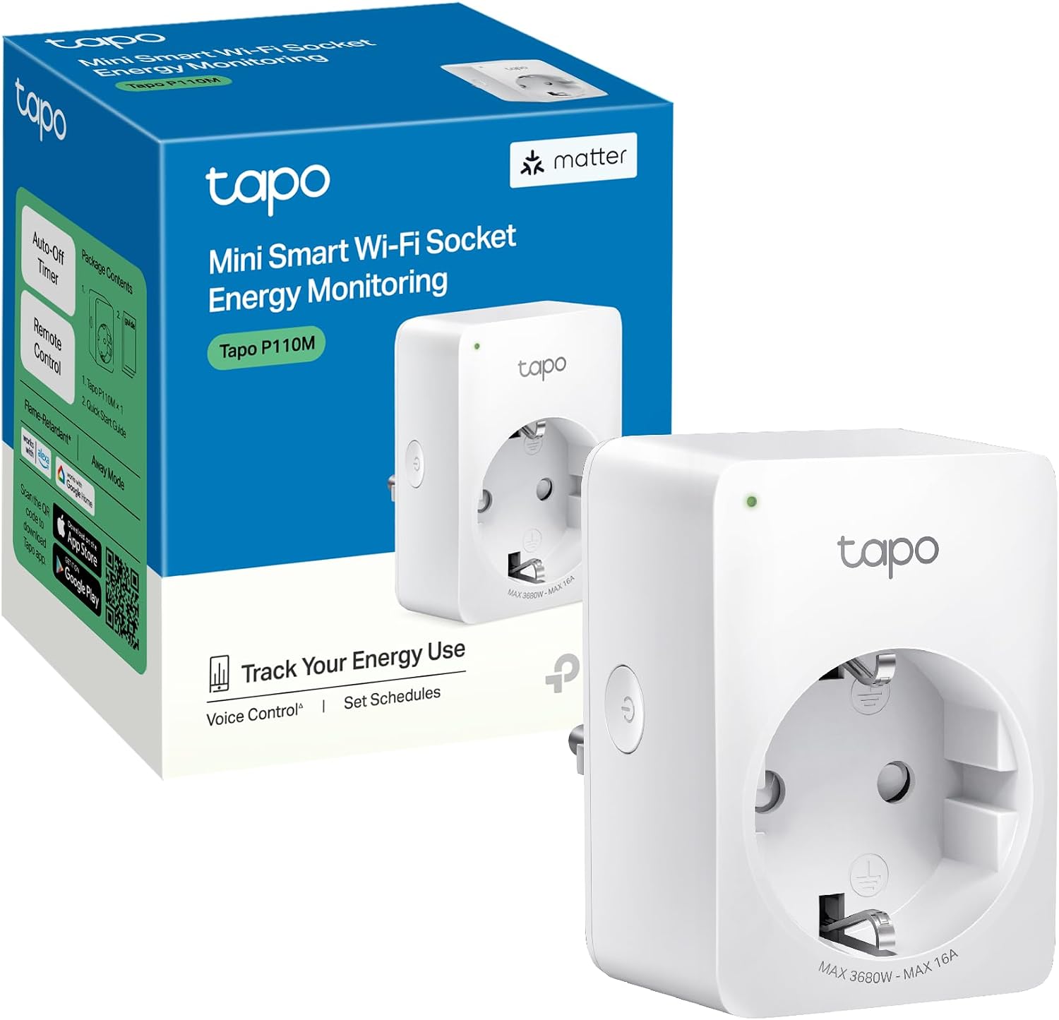 Detalle de TP-Link Tapo P110M: Matter‑WLAN-Steckdose mit Verbrauchsanzeige