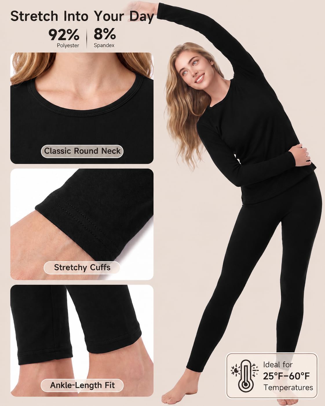Detalle de Women's Thermal Underwear Set, Fleece-Lined