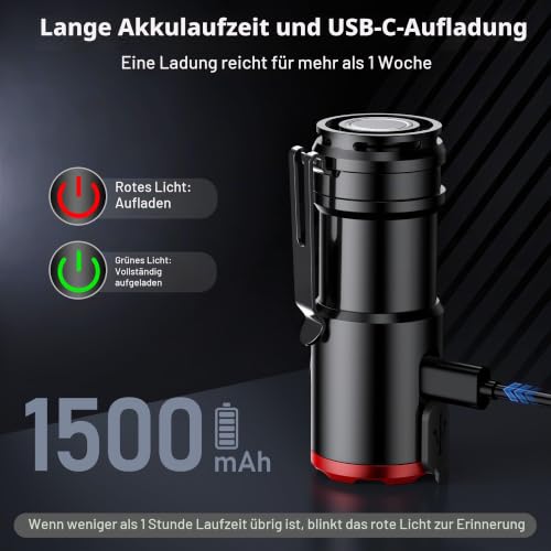 Thumbnail 6 de Blukar LED Mini Taschenlampe: Wiederaufladbar, Magnetbasis und Clip