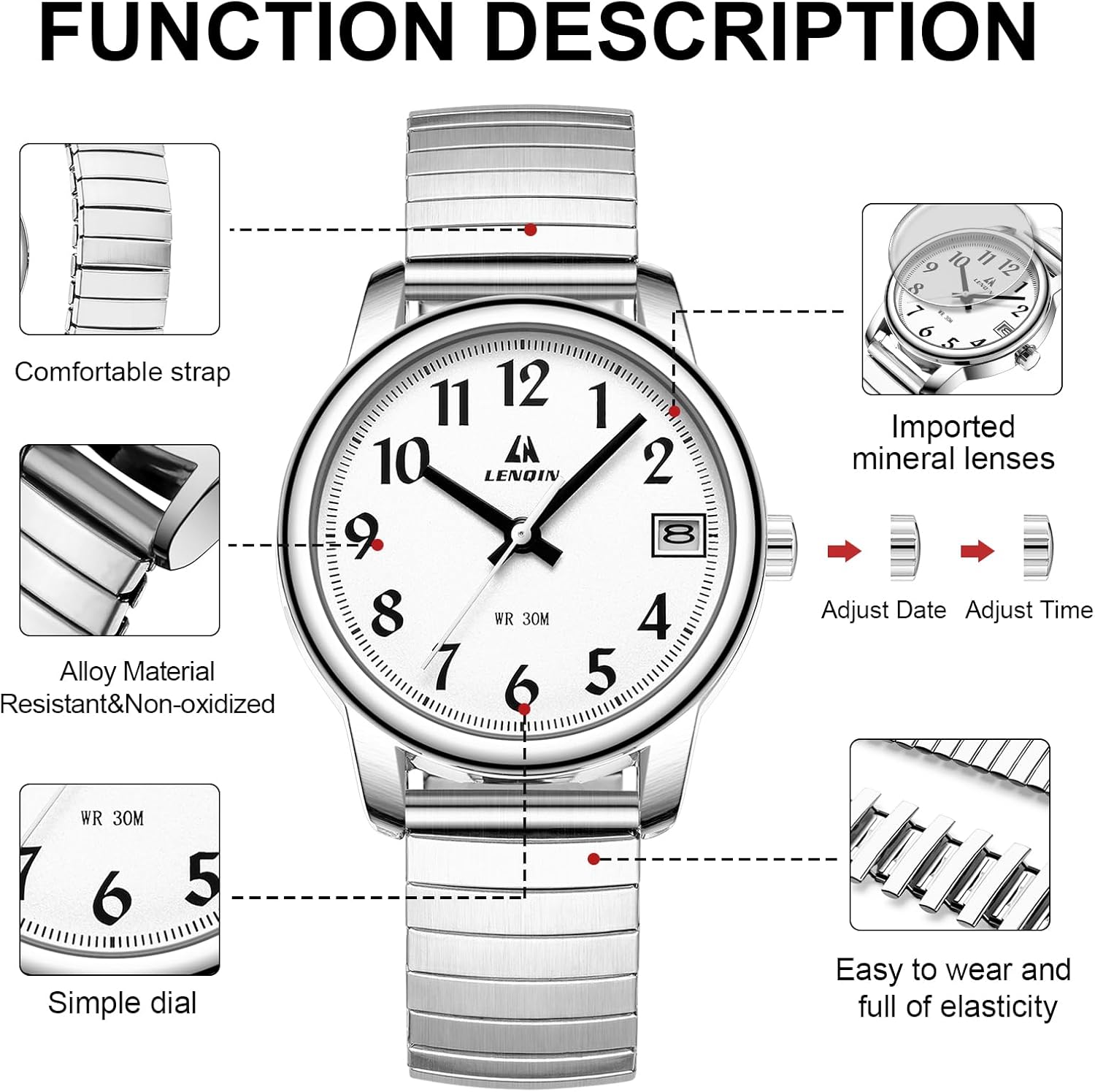 Thumbnail 5 de LN LENQIN Damen Uhr Edelstahl 30 mm