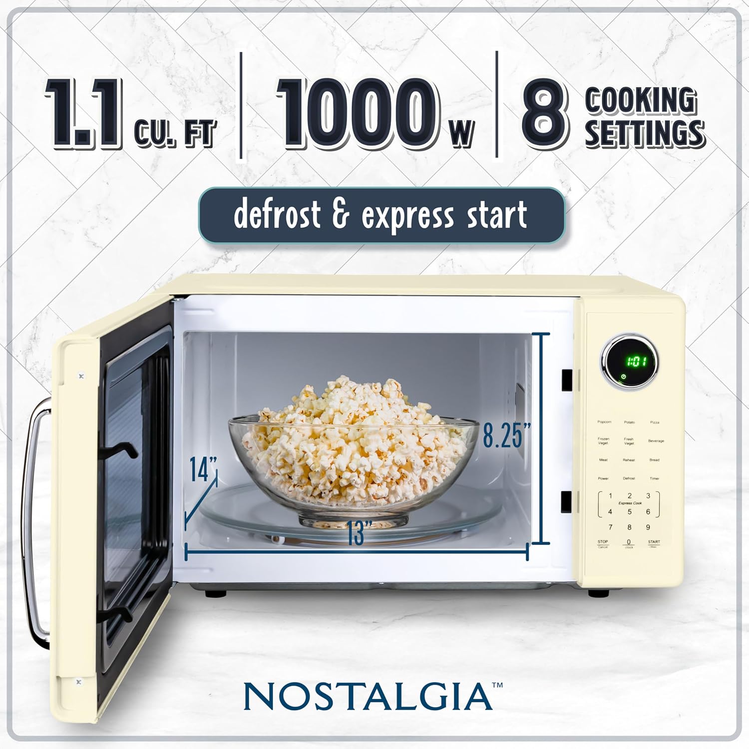 Detalle 2 de Nostalgia Retro 1000W Microwave Oven 1.1 cu ft