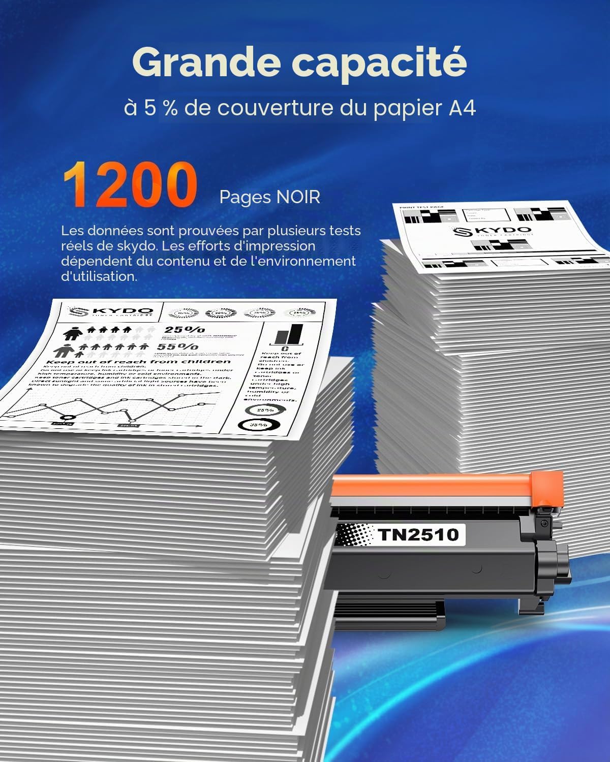 Detalle de Toner TN2510XL Skydo Compatible pour Brother TN2510/TN2510XL – Impression fiable à bon prix
