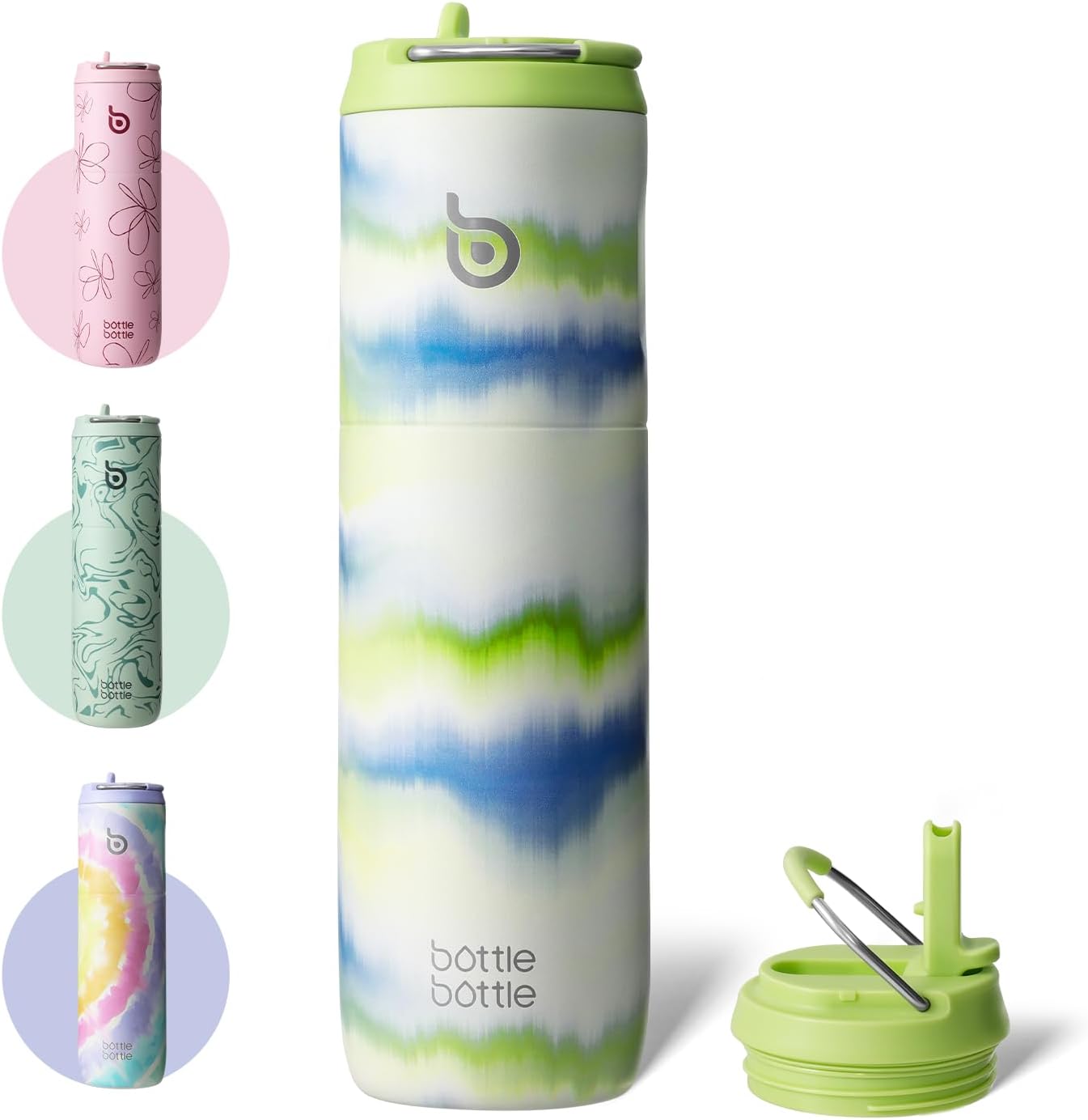 Detalle de BOTTLE BOTTLE Isolierte Edelstahl-Trinkflasche 750 ml mit Strohhalm, Deckel & Griff – Auslaufsicher, BPA-frei, Doppelwandig